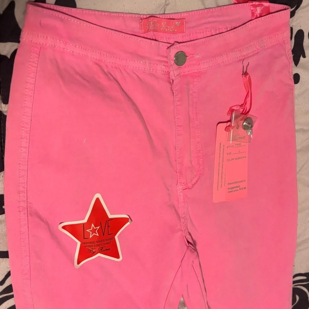 Roma Neon Pink Jeans - Picture 2 of 4